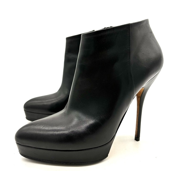 Gucci Black Leather Platform Ankle Boots Booties 252113 - Picture 2 of 13